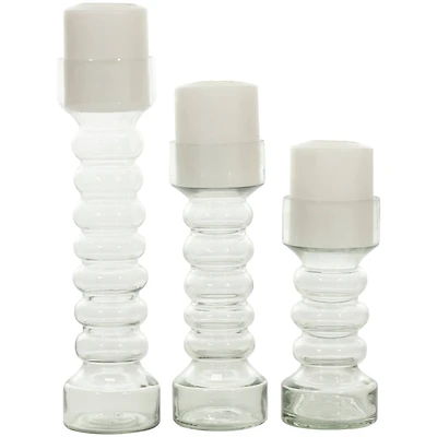 The Novogratz Clear Glass Candle Holder Set