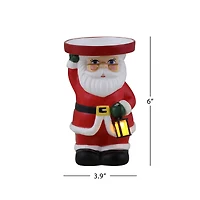 6" Santa Ceramic LED Lit Candle Holder & Flameless Candle