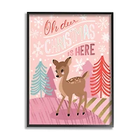 Stupell Industries Oh Deer Christmas Is Here Phrase Framed Giclee Art
