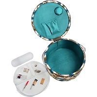 SINGER® Large Jungle Print Premium Round Sewing Basket with Travel Sewing Kit