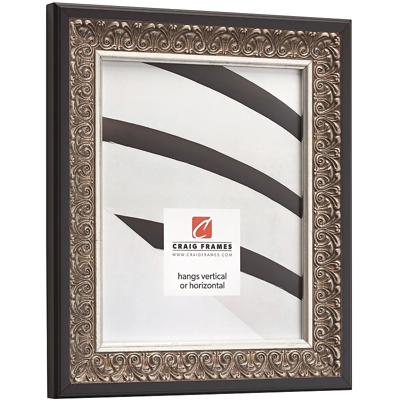 Craig Frames Furio Distressed Silver and Black Picture Frame