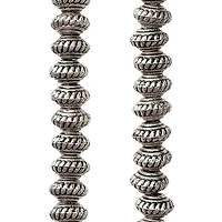 12 Pack:  Silver Plated Metal Rondelle Beads, 5mm by Bead Landing™