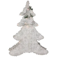 27.5" LED Lighted 2-D Tinsel & Pine Christmas Tree Decoration with Warm White Lights
