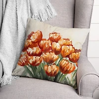 Orange Fall Flowers Throw Pillow