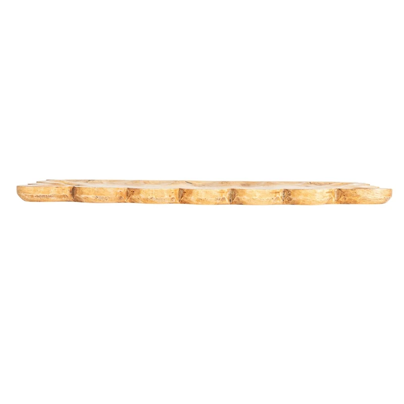 Hello Honey 17.5" Natural Scalloped Mango Wood Tray