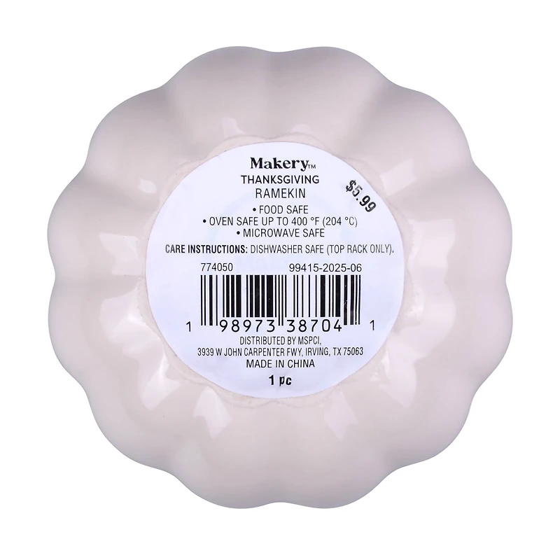 4" Cream Ceramic Pumpkin Ramekin by Makery™