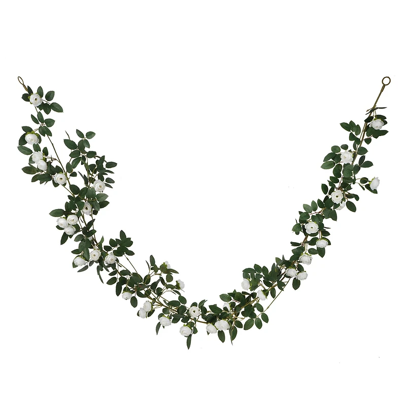 6ft. White Ranunculus Garland by Ashland®