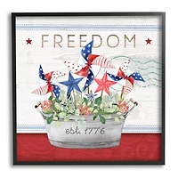 Stupell Industries Freedom Americana Floral Pinwheels Framed Giclee Art