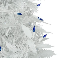 4ft. Pre-Lit White Tinsel Pop-Up Artificial Christmas Tree, Blue Lights