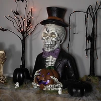 23.5" LED Skeleton with Jack-O-Lantern Halloween Decoration