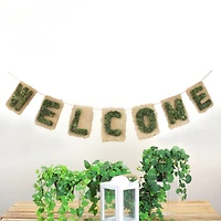 6ft. Cozy Twine Brown & Green "Welcome" Hanging Wall Decoration