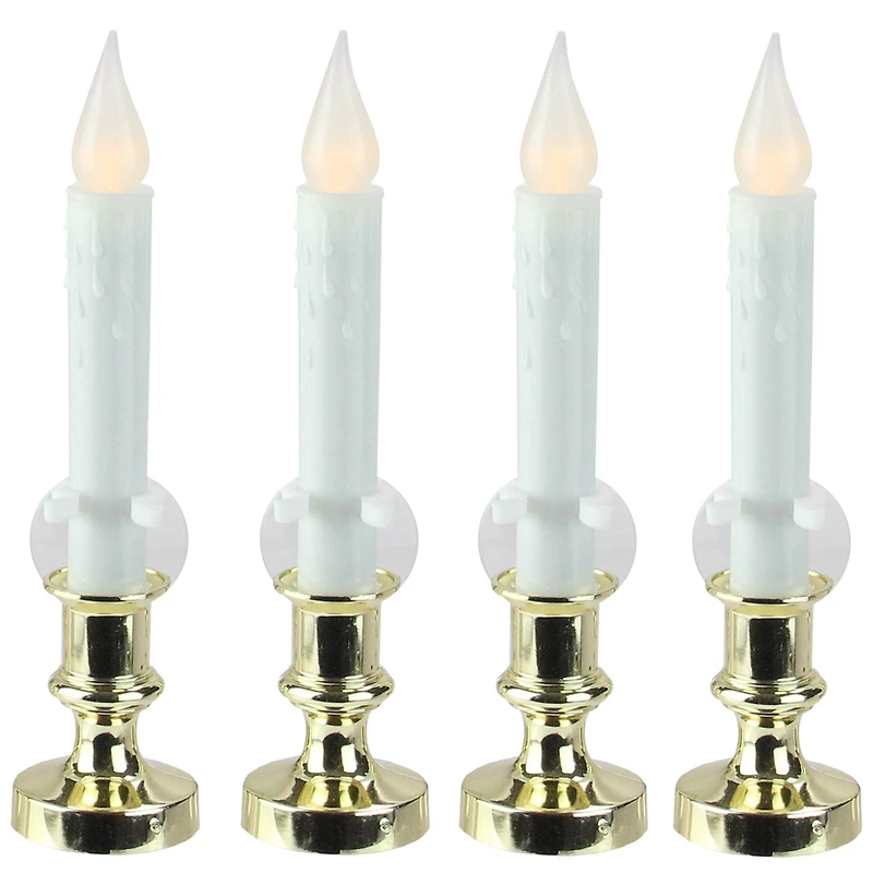 White & Gold LED C5 Flickering Window Christmas Candle Lamp With Timer