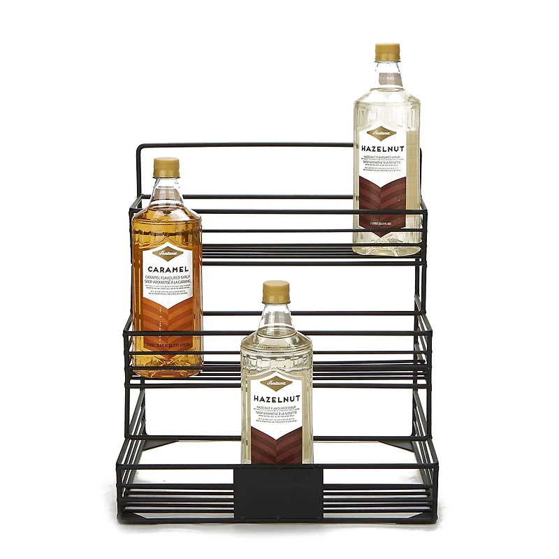 Mind Reader Black 4 Compartment Bottle Organizer Holder & Storage