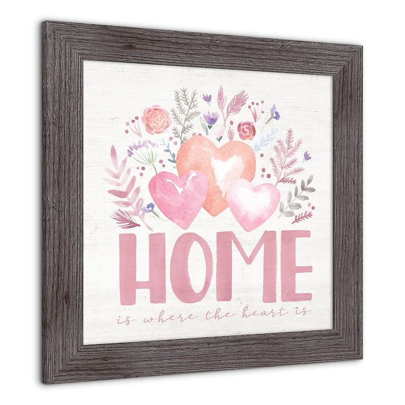 Home Where Heart Is Floral Western Gray Framed Print