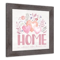 Home Where Heart Is Floral Western Gray Framed Print