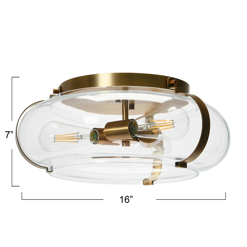 Hello Honey® Robert Stevenson Lighting Alston Brushed Bronze Flush Mount Glass & Metal Ceiling Light