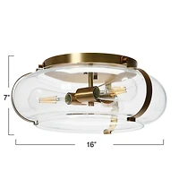 Hello Honey® Robert Stevenson Lighting Alston Brushed Bronze Flush Mount Glass & Metal Ceiling Light