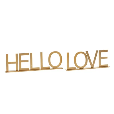 Gold Metal Home & Love Tabletop Sign Set
