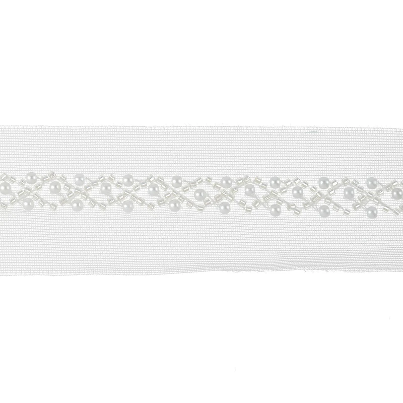 2" White Crisscross Pearls Sheer Ribbon by Celebrate It®
