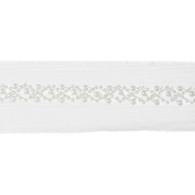 2" White Crisscross Pearls Sheer Ribbon by Celebrate It®