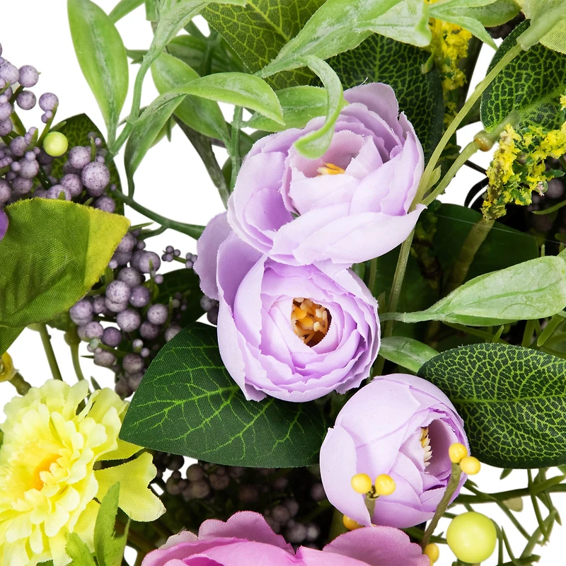 24" Purple Peony Mixed Floral Springtime Wreath