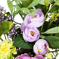 24" Purple Peony Mixed Floral Springtime Wreath