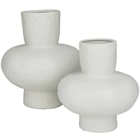 CosmoLiving by Cosmopolitan White Ceramic Gourd Style Vase Set of 2 9", 11"