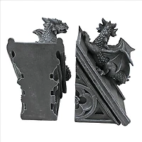 Design Toscano 8" Gothic Castle Dragons Sculptural Bookend Set