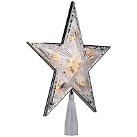 9" Pre-Lit Silver and Clear Crystal 5 Point Star Christmas Tree Topper - Clear Lights