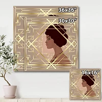 Designart - Retro Women In Golden Art Deco Geometrics II