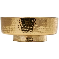 Egyptian Mint Scented 4-Wick Candle in Wide Hammered Gold Container Bowl 