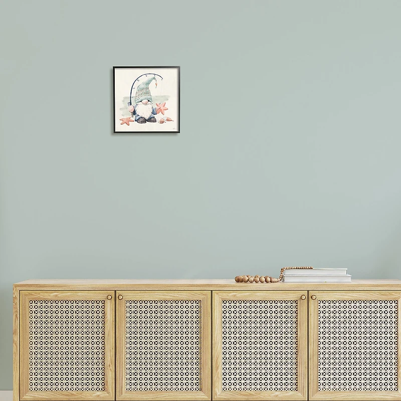 Stupell Industries Summer Fisherman Gnome Holding Starfish Framed Giclee Art