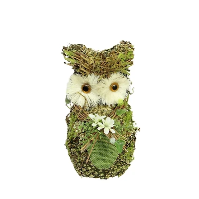 8.25" Brown & Green Decorative Spring Owl Tabletop Figure