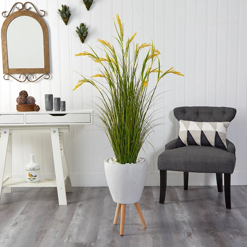 5ft. Wheat Grain Plant in Decorative White Planter