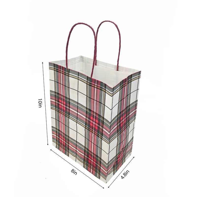 Medium White Plaid Gift Bags, 5ct. by Celebrate It™