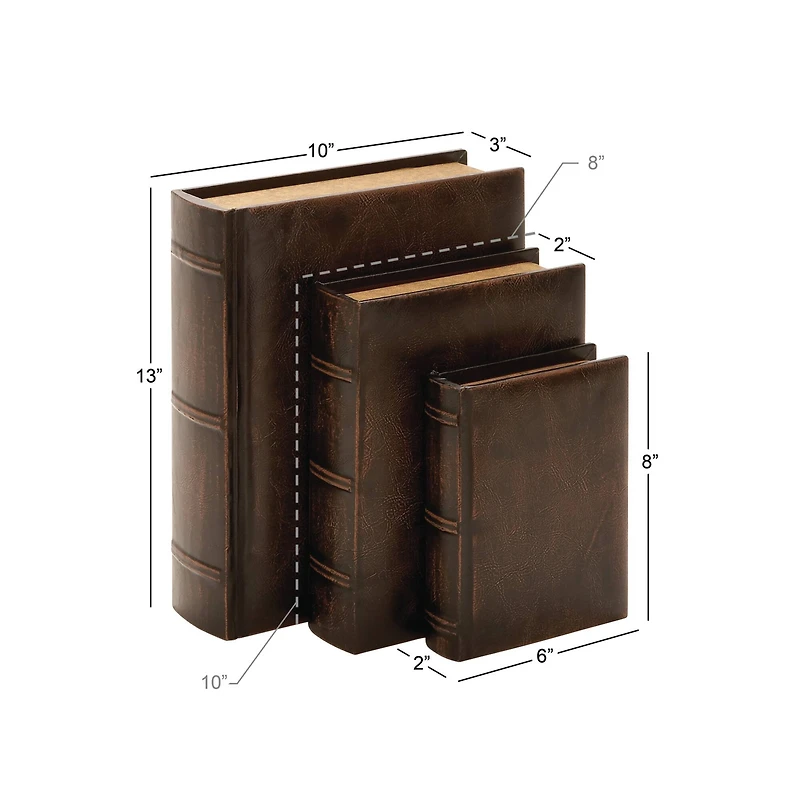 Brown Wood Traditional Book Box Set