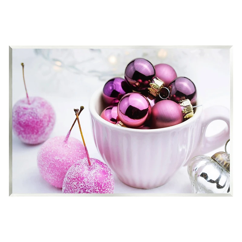 Stupell Industries Glimmering Pink Christmas Ornaments Wall Plaque Art