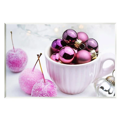Stupell Industries Glimmering Pink Christmas Ornaments Wall Plaque Art