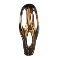 20.25" Yellow Amber Glass Abstract Sculpture