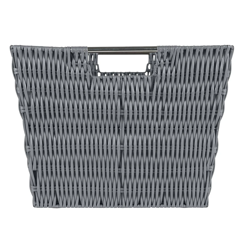 Simplify Large Charcoal Rattan Storage Tote Basket