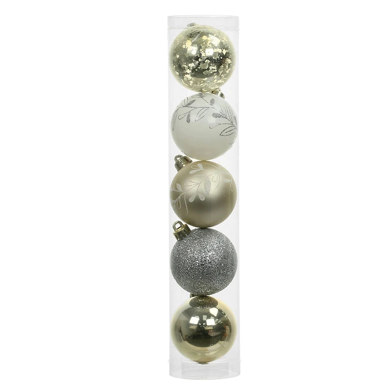 5 Pack 2.2" Silver & Gold Shatterproof Ball Ornaments by Ashland