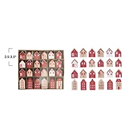 Hello Honey® Red, White & Natural Wood House Advent Calendar Set