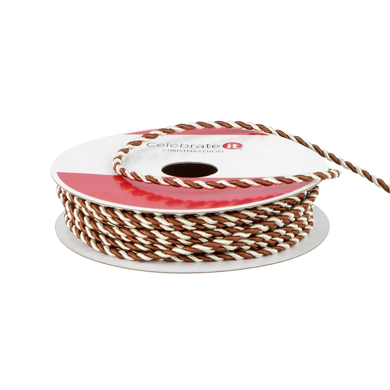 1/10" x 30ft. Brown & White Twist Trim Ribbon by Celebrate It®