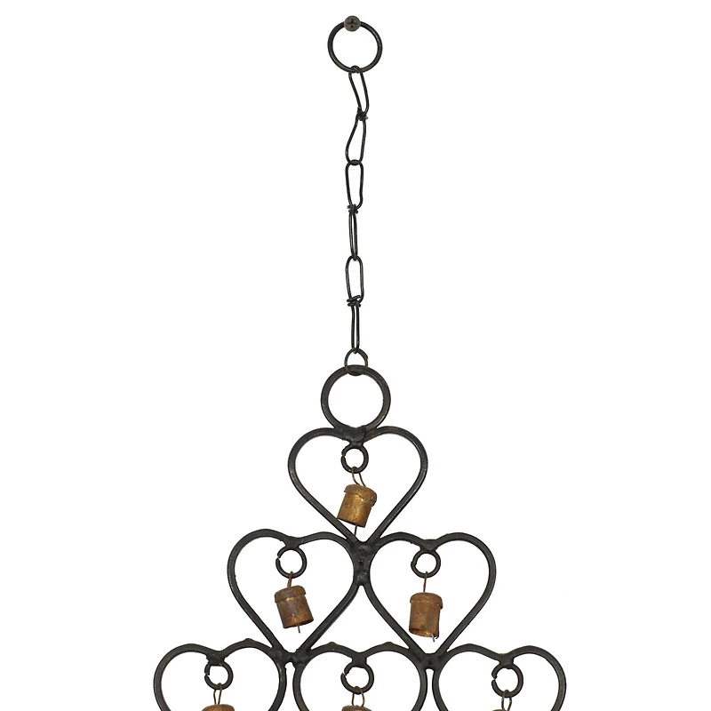 31" Brass Metal Heart Eclectic Windchime