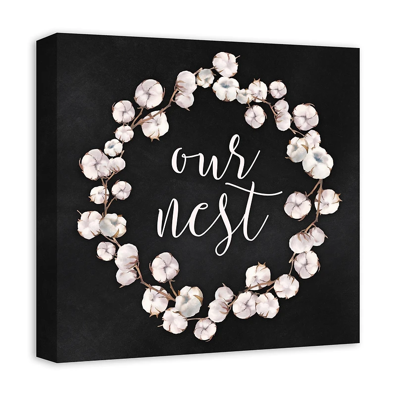 Our Nest Cotton Wreath Canvas Art