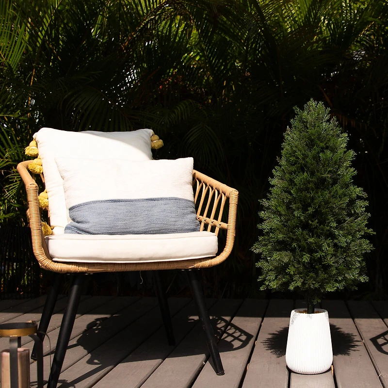 3ft. UV-Resistant Cedar Tree in Decorative White Planter
