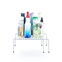 Mind Reader Silver Multi-Purpose Expandable Kitchen Counter & Cabinet Shelf Storage & Organization