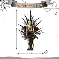 Glitzhome® 22"H Halloween Black Rose, Skeleton and Berry Urn Table Tree