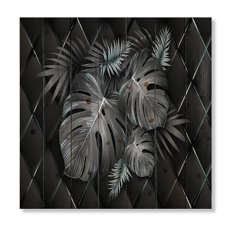 Designart - Black and Gold Tropical Leaves I