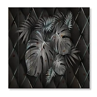 Designart - Black and Gold Tropical Leaves I